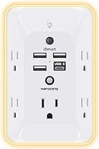 Outlet Extender with Night Light, Multi Plug Outlet, USB Wall Charger Surge Protector 4 USB Charging Port(1USB C), Power Strip Electrical Outlet Splitter Expander for Home Office Dorm Room ETL Listed