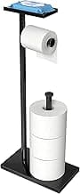 CISILY Black Toilet Paper Holder Stand with Phone Shelf, Bathroom Toliet Decor Decoration. Tissue Roll Free Standing Storage, Rv Accessories, Apartment Restroom Household Home Essentials