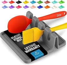 Zulay Kitchen Silicone Utensil Rest - BPA-Free, Durable Spoon Rest with Drip Pad - Heat-Resistant Spoon Rest for Stove Top - Spoon Rest for Kitchen Counter - Kitchen Gadgets & Kitchen Utensils Holder